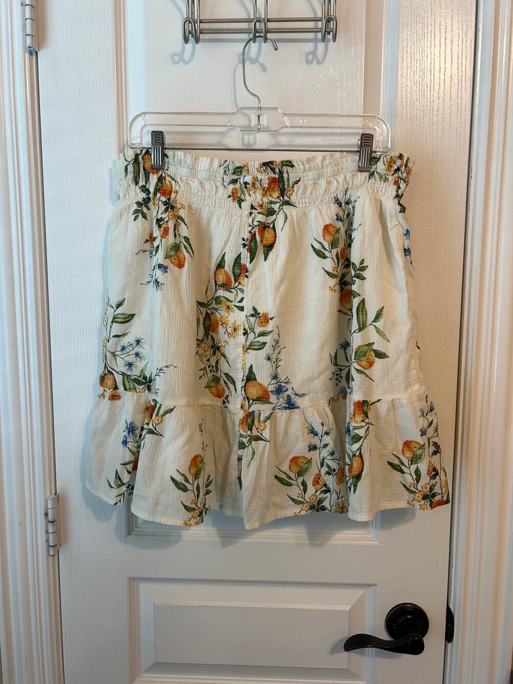 Time and Tru Cream Floral Printed Mini Skirt Large